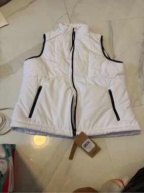 ASICS Women's White Quilted Puffer Vest with Black Trim